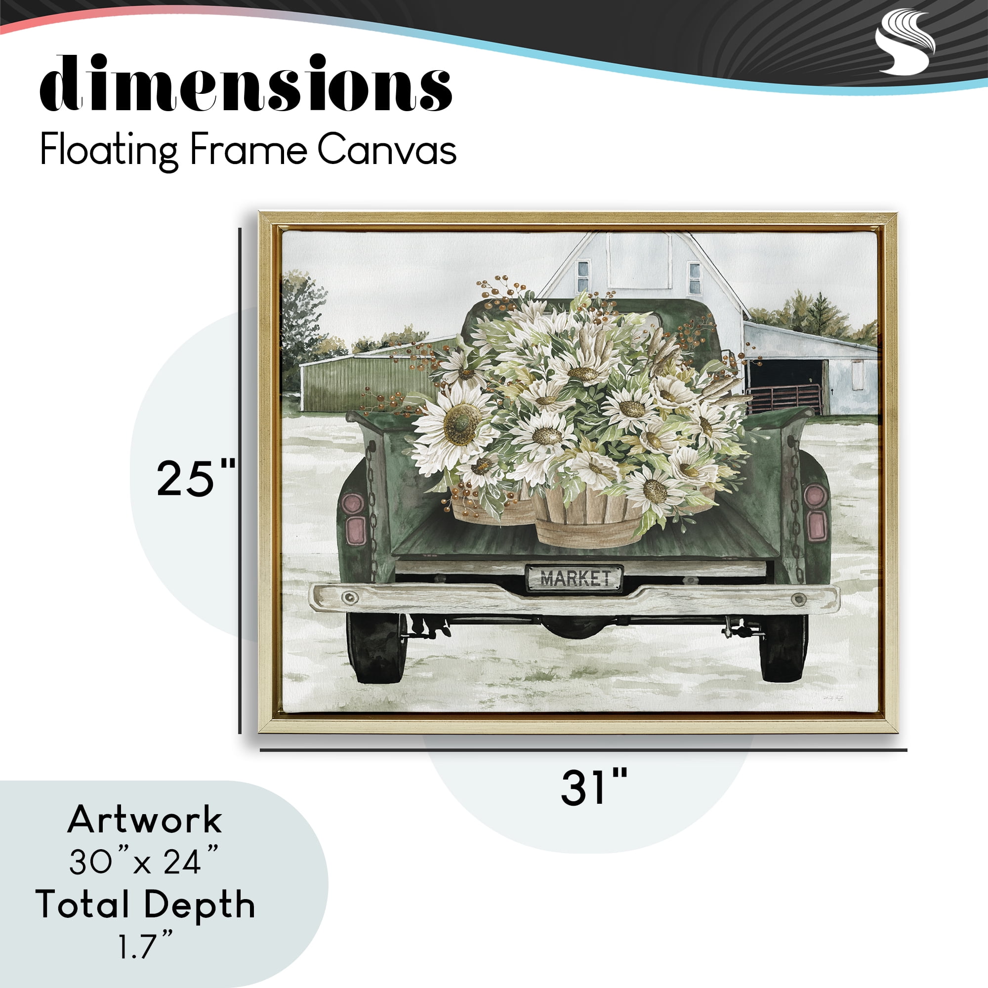 Stupell Industries Country Flower Delivery Baskets Gold Framed Floater Canvas Wall Art, design by Cindy Jacobs