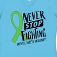 thumbnail image 4 of Inktastic Never Stop Fighting Mental Health Awareness Green Ribbon Women's V-Neck T-Shirt, 4 of 5