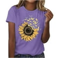 thumbnail image 1 of Camiseta de Manga Corta Impresa de Cuello Redondo Casual para Mujeres, 95% Poliéster 5% Elastano Top Ligero para Diario, Fiesta Y Uso, 1 of 2