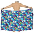 thumbnail image 4 of LA LEELA Men's Christmas Tree Swim Bath Trunk Swimsuit Regular Surfing Swimwear Sarong Long Pareo Beach Wrap One Size Azure, Santa Reindeer Sleigh, 4 of 4