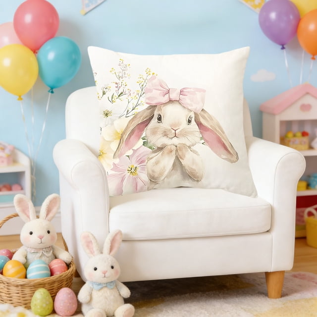 Hogar y cocina, Decoración del hogar, Decoración navideña, Funda de cojín de Pascua, Decoración del festival de conejos de Pascua, Funda de cojín, Funda de almohada de tela