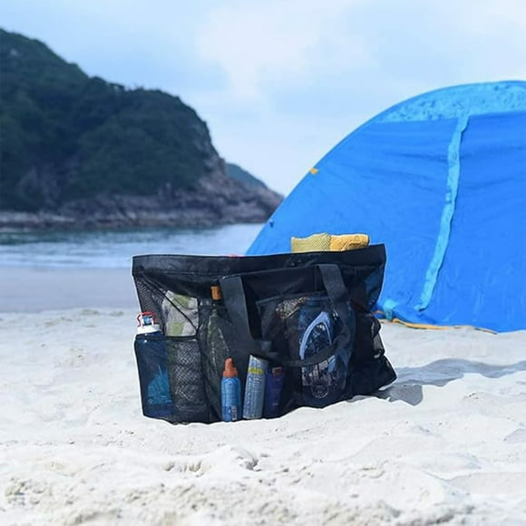 AYktou Home Organizers and Storage Beach Bag Mesh Beach Bag Outdoor Picnic Bag Multi-Pocket Toy Storage Bag Handbag Shoulder Bag Outdoor Travel Storage Bag for Party Indoors