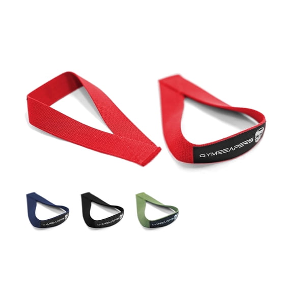 Gymreapers Olympic Lifting Straps for Weightlifting, Snatch, Clean, Powerlifting, Strongman, Deadlifts - Durable Cotton with Reinforced Stitching (Pair) (Red)