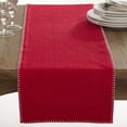 thumbnail image 2 of Saro Lifestyle Celena Collection Whip Stitched Design Cotton Table Runner Red, 2 of 5