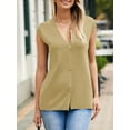 thumbnail image 2 of Women's Deep V-Neck Knit Sweater Vest - Sleeveless Button-Up Loose Fit Tops, 2 of 6