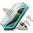 thumbnail image 1 of 3+1 Pack Ultra-Tough Tempered Glass Screen Protector Set for iPhone - Black Edge and Flawless Fit Tray, 1 Individual Camera Lens Protector, 1 of 21