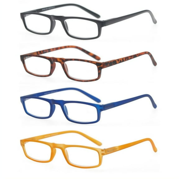 MODFANS Reading Glasses  0.50-4 Pairs Fashion Readers Narrow Frame Spring Hinge for Men Women