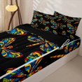 thumbnail image 3 of Erosebridal Bohemian Exotic Dragonfly Zipper Twin Comforter Sets with Fitted Sheet and 2 Pillowcases,Colorful Boho Exotic Style Zipper Bedding Set For Girls,Black Reversible,4-Piece, 3 of 7