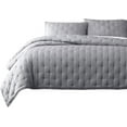 thumbnail image 2 of Chezmoi Collection Milo 3-Piece Soft Cooling Bamboo Fiber Cross-Stitch Quilted Coverlet Set (King, Light Gray), 2 of 5