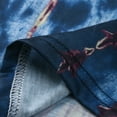 thumbnail image 7 of Outfmvch T Shirts for Women Ladies Plus Size Summer Loose Tie Dye Striped Print Crew Neck Button Down Short Sleeve Womens Tops Navy, 7 of 7