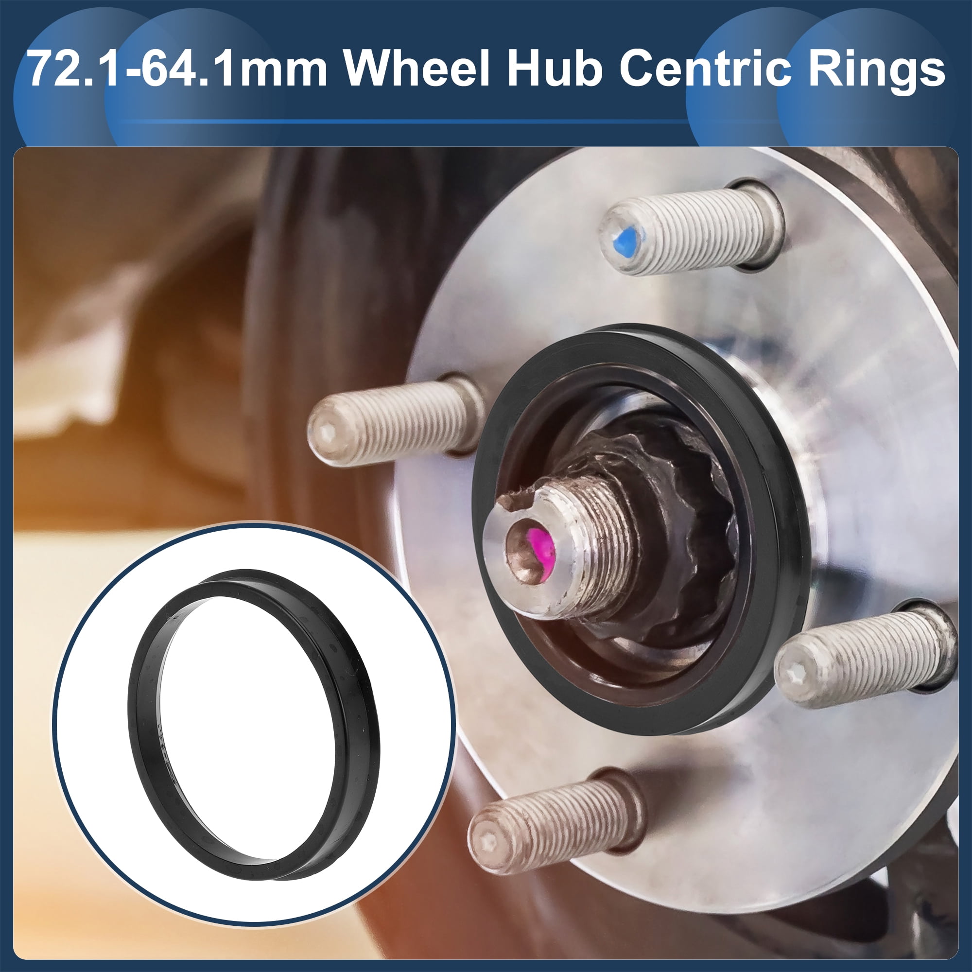 Unique Bargains 4Pcs Car Wheel Hub Centric Rings Shock Absorbing OD 72.1mm to ID 64.1mm
