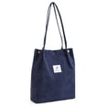 thumbnail image 1 of Sonducket Bolso de mano de pana para mujer, bolso de hombro ligero, bolsas de compras de gran capacidad, almacenamiento, bolsos informales Retro, Bolsas de mensajero y de hombro Azul oscuro, 1 of 6