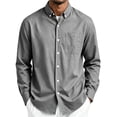 thumbnail image 2 of StSilkitty Button down Shirts for Men Long Sleeve Stand Collar Dress Shirt with Pocket Lightweight Soft Office Work Tops, 2 of 7