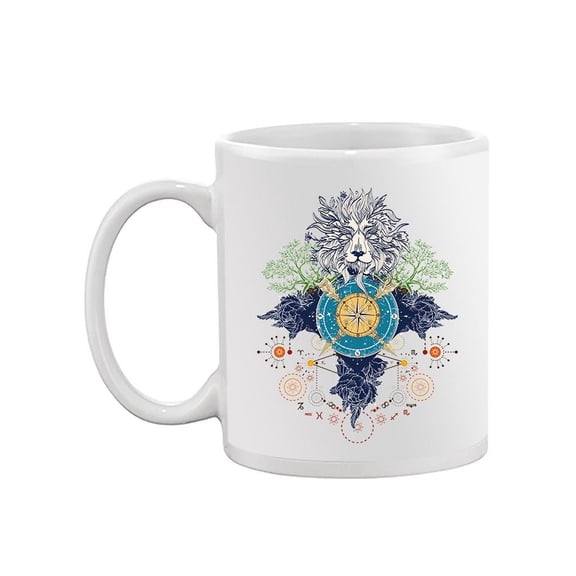 Lion Compass With Flowers Mug  -Image by Shutterstock,