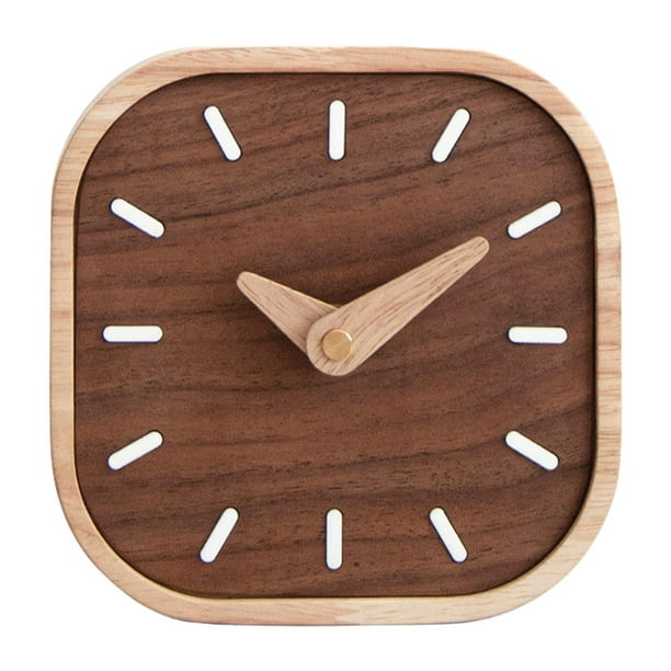 Reloj de mesa de madera analógico, silencioso, elegante, moderno, para escritorio, adorno de mesa para mesita de noche, estante, encimera, entrada,