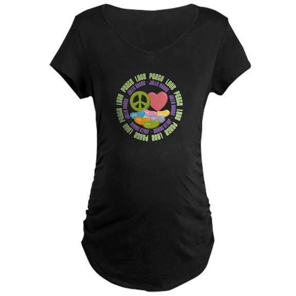 CafePress - Peace Love Jelly Beans Maternity Dark T Shirt - Maternity Dark T-Shirt