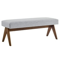 Accent Chair Bench, Light Gray, Fabric, Wood, Living Room Lounge Cafe Lobby Hospitality Restaurant, Modern Contemporary, HB37633