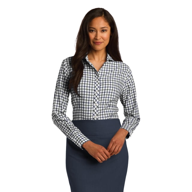 Camisa Red House® Ladies Tricolor Check Non-Iron. RH75 Verde oscuro/ Azul marino/ Blanco S casa Roja RH75