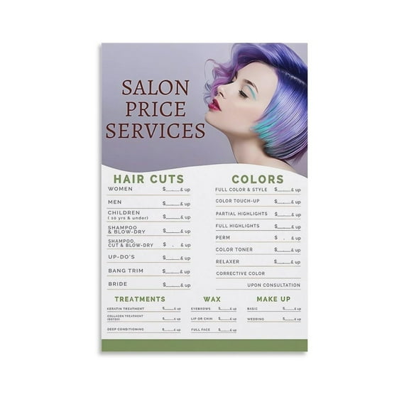 Beauty Salon Price List Poster Hair Salon Price Service Wall Art Beauty Barber Shop Poster Canvas Wall Art Prints Wall Decor