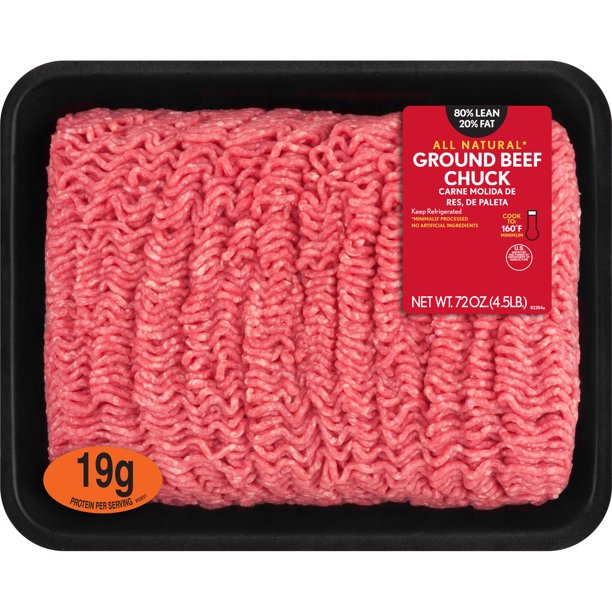 All Natural*, 80 Lean/20 Fat, Ground Beef, Tray, 4.5lbs, (Fresh