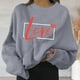 thumbnail image 3 of Gibobby Sudaderas con cremallera Sudadera gráfica con estampado del Día de San Valentín para mujer, informal de cuello redondo, camisa holgada, Tops ligeros (Gris, XXL), 3 of 4