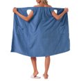 thumbnail image 3 of INSPIRE CHIC Womens Shower Towel Snaps Wearable Dress Terry Wrap Bathrobe Spa Towelling Cover Up Gym Shower Bath Robe 2XL Navy, 3 of 6
