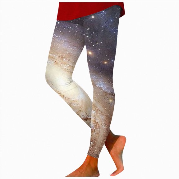 HCNTES Leggings for Women Cosmic Sky Size Leggings Lifting Casual Workout Gym Leggings(Khaki,XL)