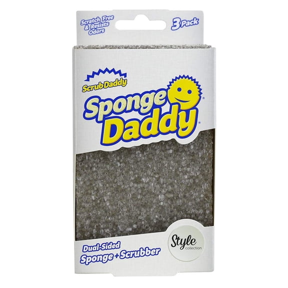 Scrub Daddy Sponge Daddy Style, Dual Sided Sponge Scrubber, Dish Sponges for Washing up, Non Scratch Scourers for Cleaning Dishes, Bathroom Scrubbing Tool, Kitchen Sponges Multipack