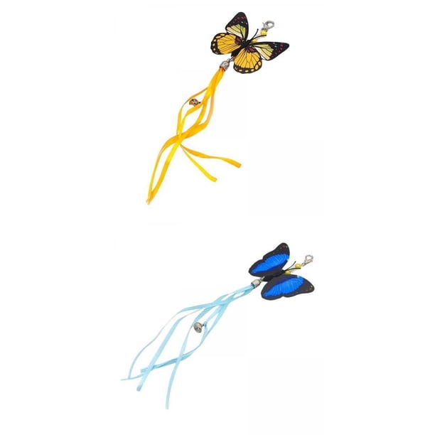 varita de juguetes para gatos,Cat Tassel Toy Juguetes interactivos Gatos de interior,Ejercicio de entrenamiento de reemplazo de cabeza de teaser de ,Kitty Playing Fun Butterfly Yuyangstore varita de juguetes para gatos