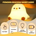 thumbnail image 6 of Penguin Nursery Night Light, LED Squishy Silicone Lamp,2 Levels Dimmable Bedroom Nightlight for Kids, Touch Light, Dorm Decor lamp, Baby Boys Girls Gifts(A), 6 of 7
