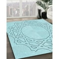 thumbnail image 3 of Ahgly Company Machine Washable Indoor Round Transitional Electric Blue Area Rugs, 6' Round, 3 of 7