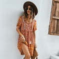 thumbnail image 5 of Summer Dresses for Women Maxi Dress Crew Neck Print Dress Boho, 5 of 7