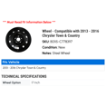 thumbnail image 2 of Wheel - Compatible with 2013 - 2016 Chrysler Town & Country 2014 2015, 2 of 2