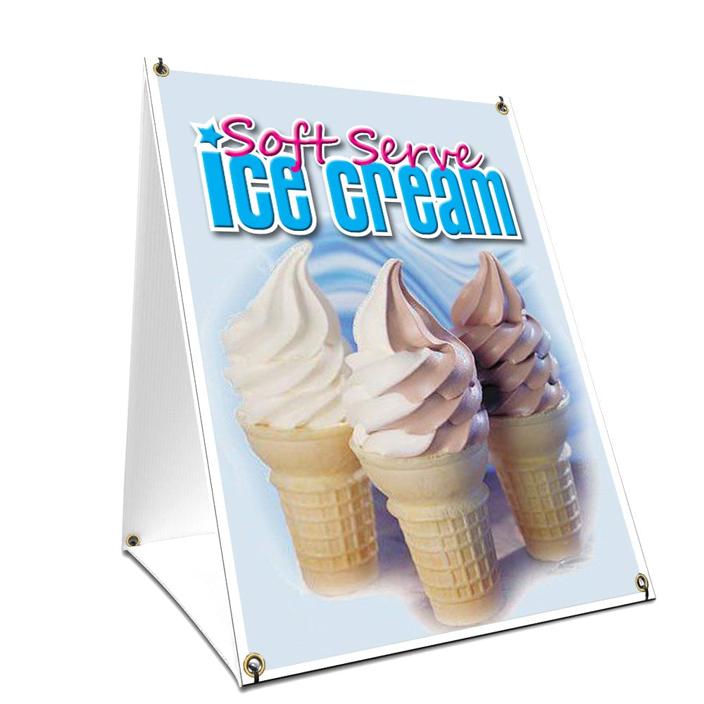 Soft Serve Ice Cream Sidewalk A Frame 18"x24" Concession Stand Outdoor Sign 