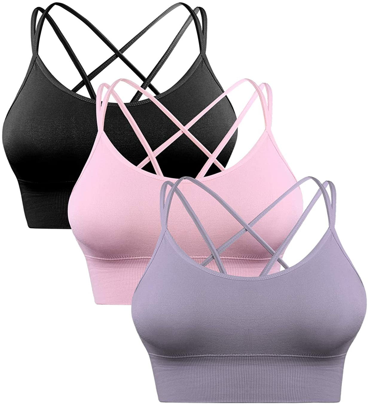 BAOMOSI Womens Freedom Seamless Wireless Sports Bra with Removable Pads Underwear Pack of 3 or 4 