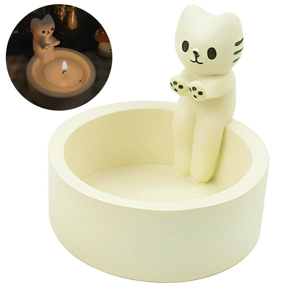 Cat Candle Holder Warming Paws Cartoon Kitten Candle Holder Cute Cat Scented Small Mini Tea Light Candle Holders Cat Decor