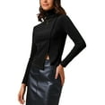 thumbnail image 4 of INSPIRE CHIC Women's Turtleneck Knit Top Asymmetric Slim Fit Basic Thermal Shirts S Black, 4 of 6