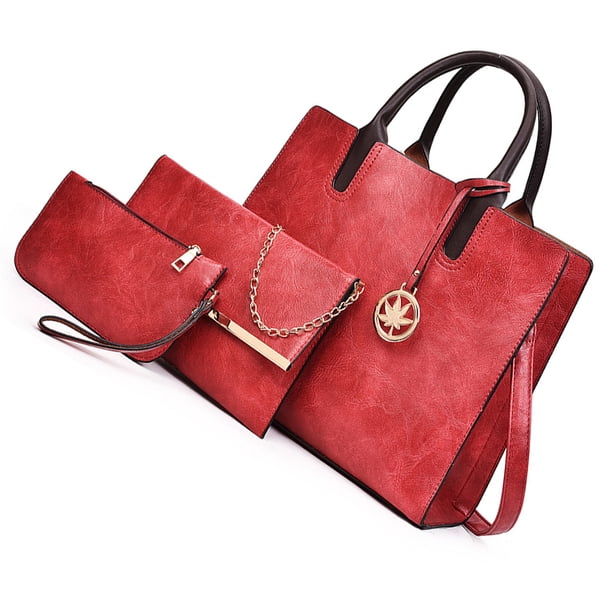Qarigey Conjunto de 3 bolsos para mujer, bolso de mano de piel sintética, bandolera, regalo Ideal para mujer y niña Bolsas de mensajero y de hombro No.2