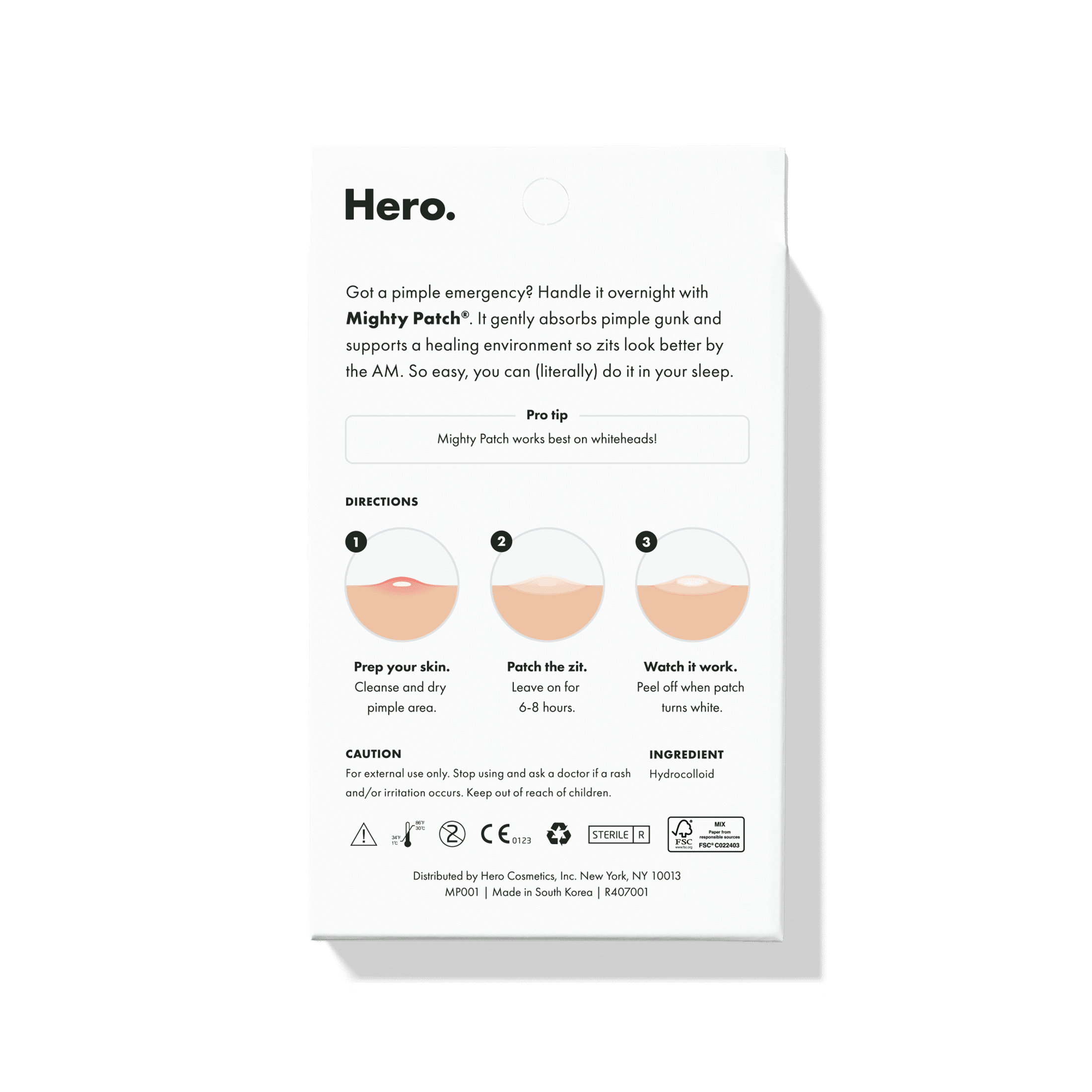 Hero. Mighty Patch The Original 36 hydrocolloid patches exp:9/10/2025 new  864475000404