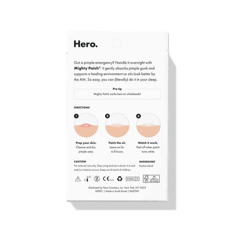  Mighty Patch Micropoint from Hero Cosmetics - Post-Blemish Dark  Spot Patch with 395 Micropoints, Dermatologist Tested and Non-irritating,  Not Tested on Animals (8 Count) : Beauty & Personal Care