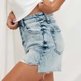 thumbnail image 5 of IROINNID Women's Versatile Casual Frayed Hem Stretchy Denim Shorts With Pocket, 5 of 9