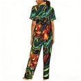 thumbnail image 2 of Women's 2 Piece Loungewear Pajama Set Short Sleeve Tee Top and Pants Set, Devil Snake Demon Japanese, 2 of 6