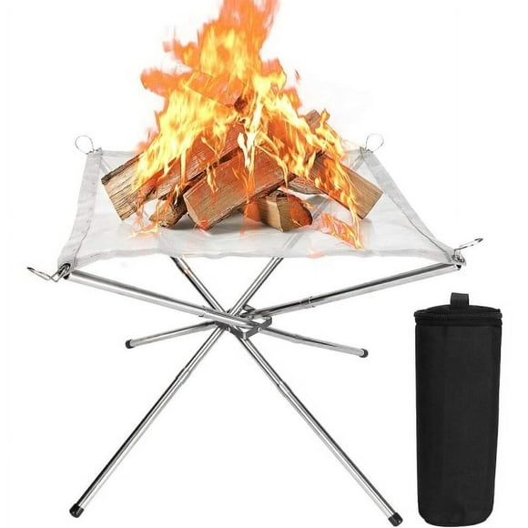Outdoor wood burning fireplace, 16 inch steel mesh with carrying bag