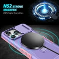 thumbnail image 4 of ELEHOLD Rugged Case for iPhone 14 Pro Max with Sliding Camera Lens Cover Rotation Ring Holder Stand Function Compatible with MagSafe Shockproof Cover for iPhone 14 Pro Max,purple, 4 of 8