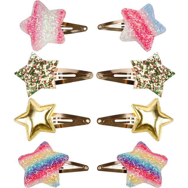 8 Uds. Accesorios exquisitos para el cabello para niñas, pinzas para el cabello en forma de estrella, horquillas de Metal a presión, pasadores brillantes para niñas y niños