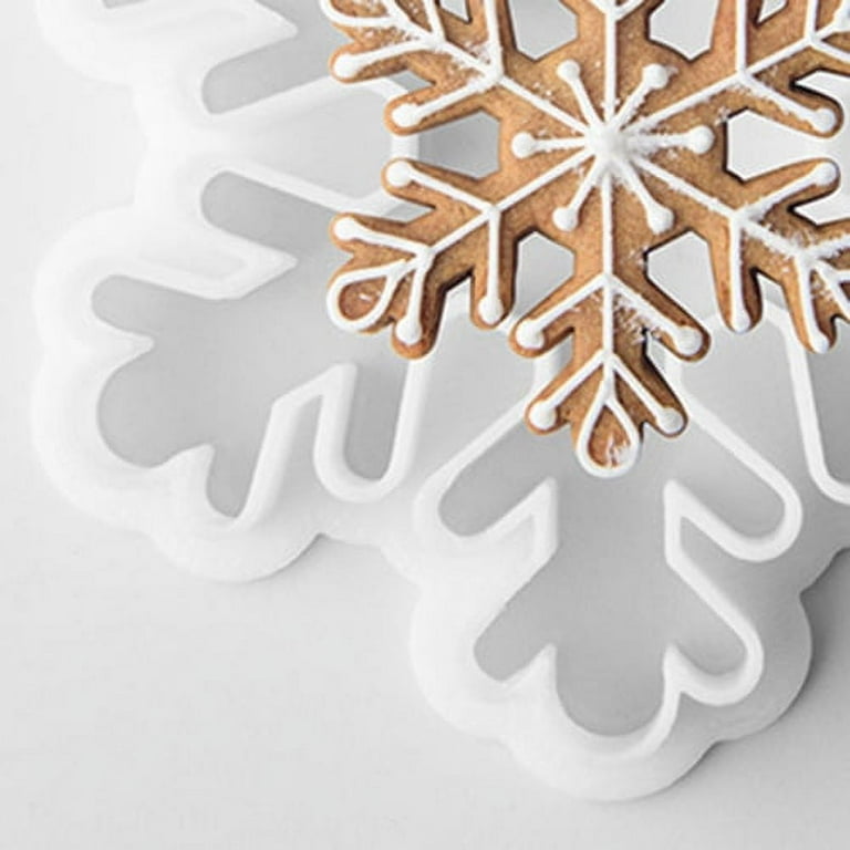 Visland Snowflake Cookie Cutters Decorating Fondant Embossing Tool Snowflake Plunger Cake Cutter,DIY Biscuit Cutter Kitchen Tools