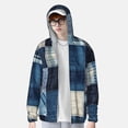 thumbnail image 2 of Daiia Veste à Capuche Légère à Manches Longues avec Protection Solaire Indigo Patchwork Quilt Pattern UPF 50+ pour Femmes et Hommes avec Poche pour Randonnée en Plein air-TG, 2 of 7
