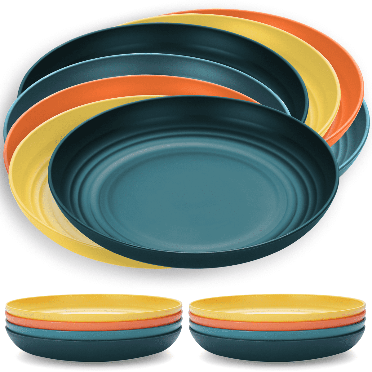 BPA free and Healthy Details about   Lightweight Wheat Straw Plates,Unbreakable Dinner Plates 