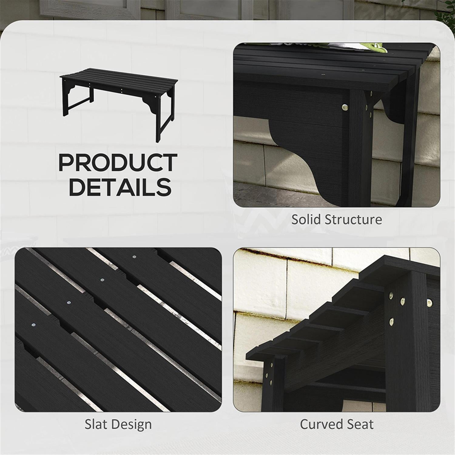 Demi Bonn 2-Person Patio Garden Bench Wooden Curved Seat Bench, Outdoor Benches Furniture with Slatted Seat for Backyard, Park, Lawn, Yard, Black