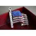 thumbnail image 2 of Vintage Silver Tone Crystal Rhinestone 4th of July American USA Flag Patriotic Pin Brooch, 2 of 6